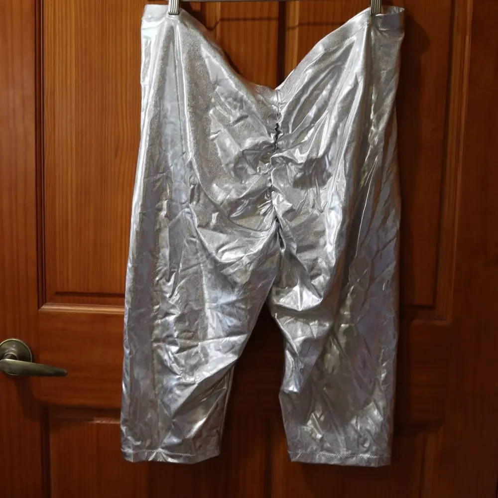 SKIMS Metallic Silver Swim Bottoms Leggings Capri 4X NWT